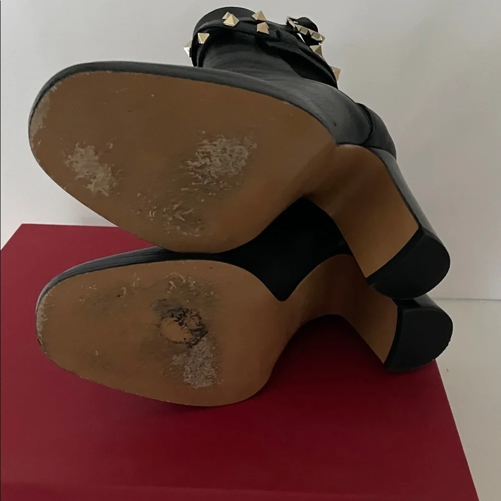 Valentino Garavani Black Ankle Boots with Gold Studs EU size 37